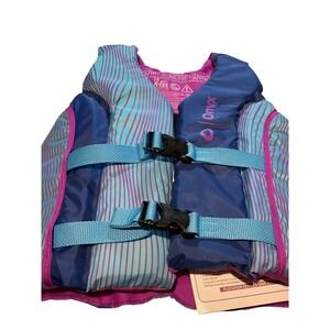 Onyx Youth‎ Life Vest Jacket PFD Blue Pink Teal Stripe Size 70 Boys Girls